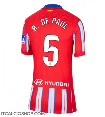 Atletico Madrid Rodrigo De Paul #5 Prima Maglia Femmina 2024-25 Manica Corta